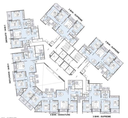  seawood-west-square Cluster Plan From 3rd, 5TH,9TH,11TH,13TH,15TH To 17th Floor