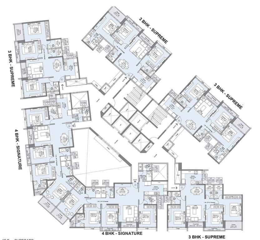  seawood west square Cluster Plan From 3rd, 5TH,9TH,11TH,13TH,15TH To 17th Floor