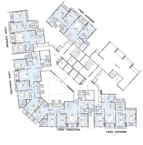  seawood-west-square Cluster Plan From 4th,6th,10th,14th And 18th Floor