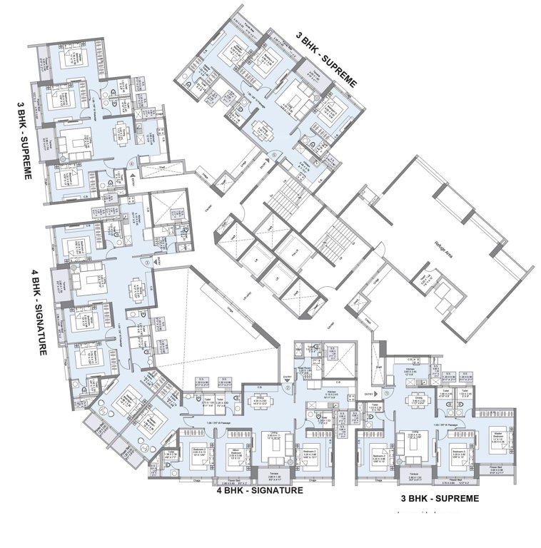  seawood west square Cluster Plan From 4th,6th,10th,14th And 18th Floor