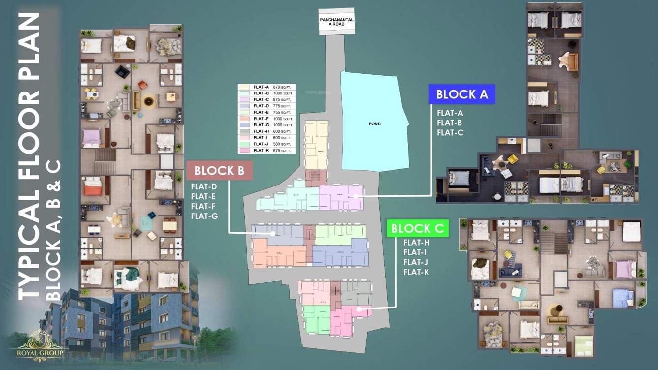  royal estates Block A, Block B And Block C Cluster Plan from ground to 4th Floor