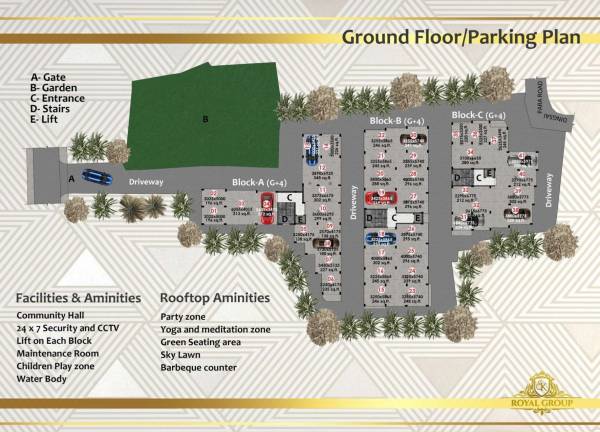  royal-estates Block A, Block B, Block C Parking  Cluster Plan