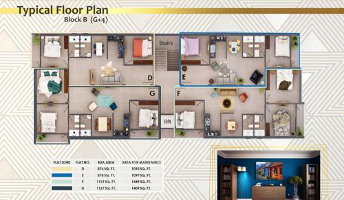  royal-estates Block B Cluster Plan from ground to 4th Floor