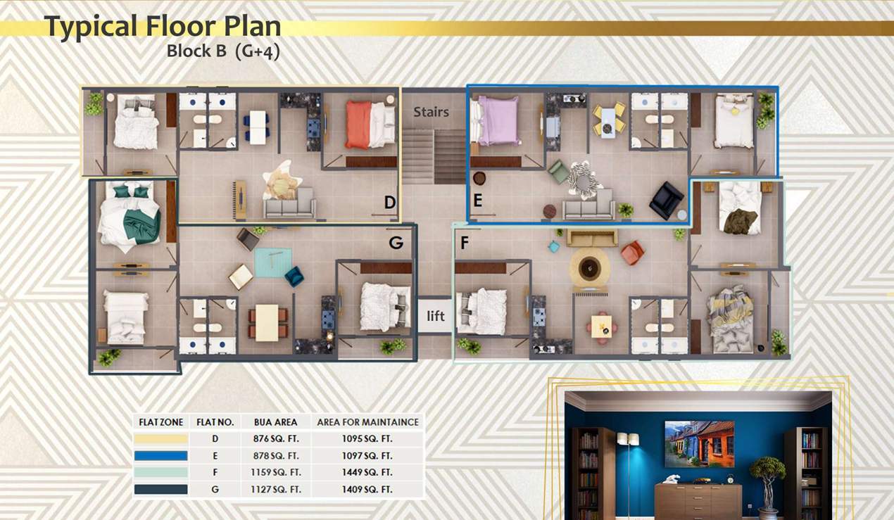  royal estates Block B Cluster Plan from ground to 4th Floor