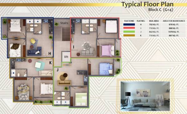  royal-estates Block C Cluster Plan from ground to 4th Floor