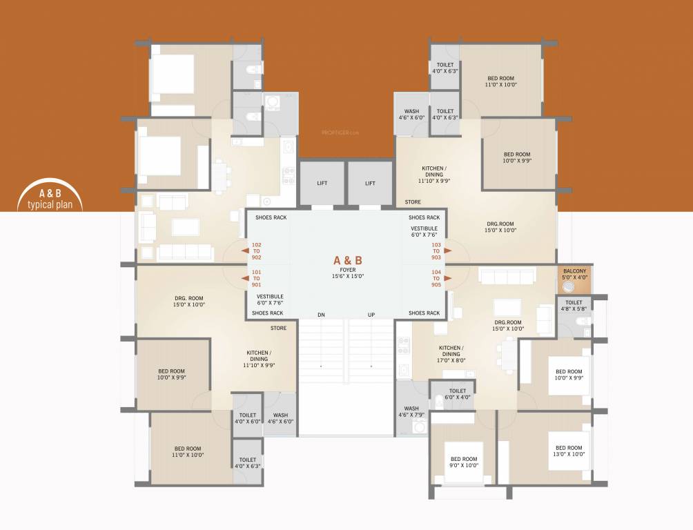  arise Block A And B Cluster Plan for Typical Floor