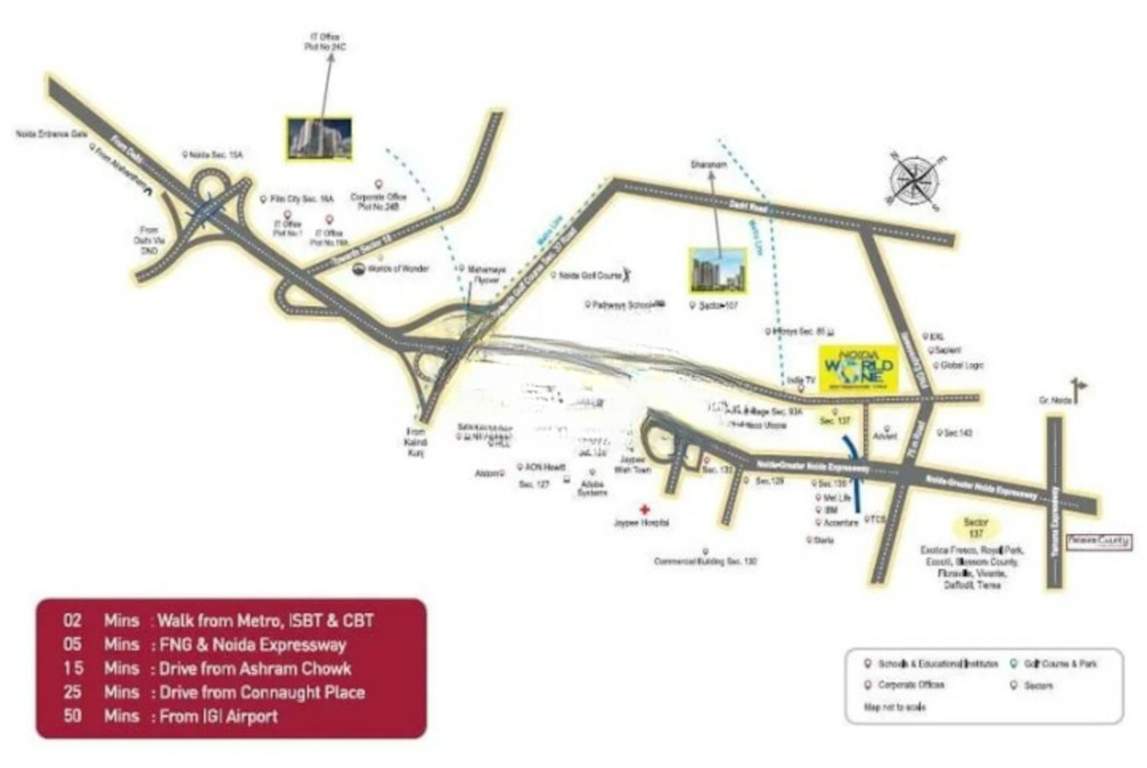  noida world one phase 3 Location Plan