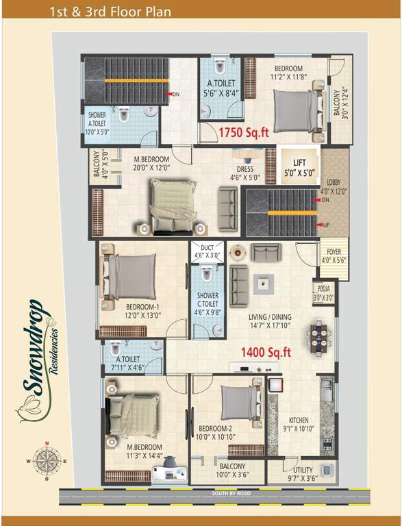  snowdrop residences Snowdrop Residences Cluster Plan from 1st to 3rd Floor