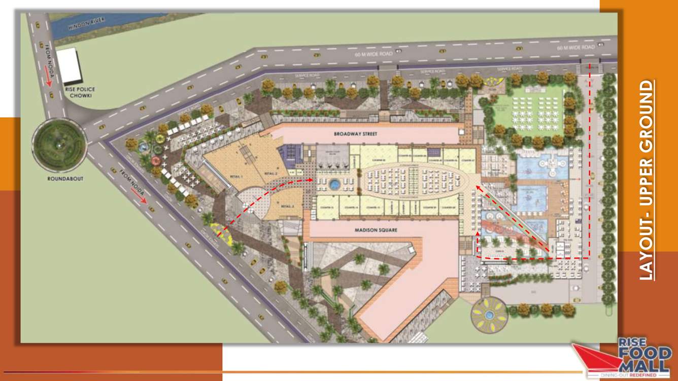  rise square palm street madison square broadway street Broadway Street Upper Ground Floor Cluster Plan