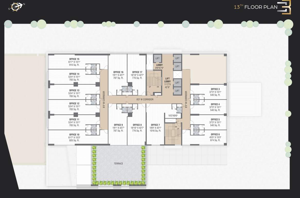  square iii b phase ii Block  B Cluster Plan For 13th Floor
