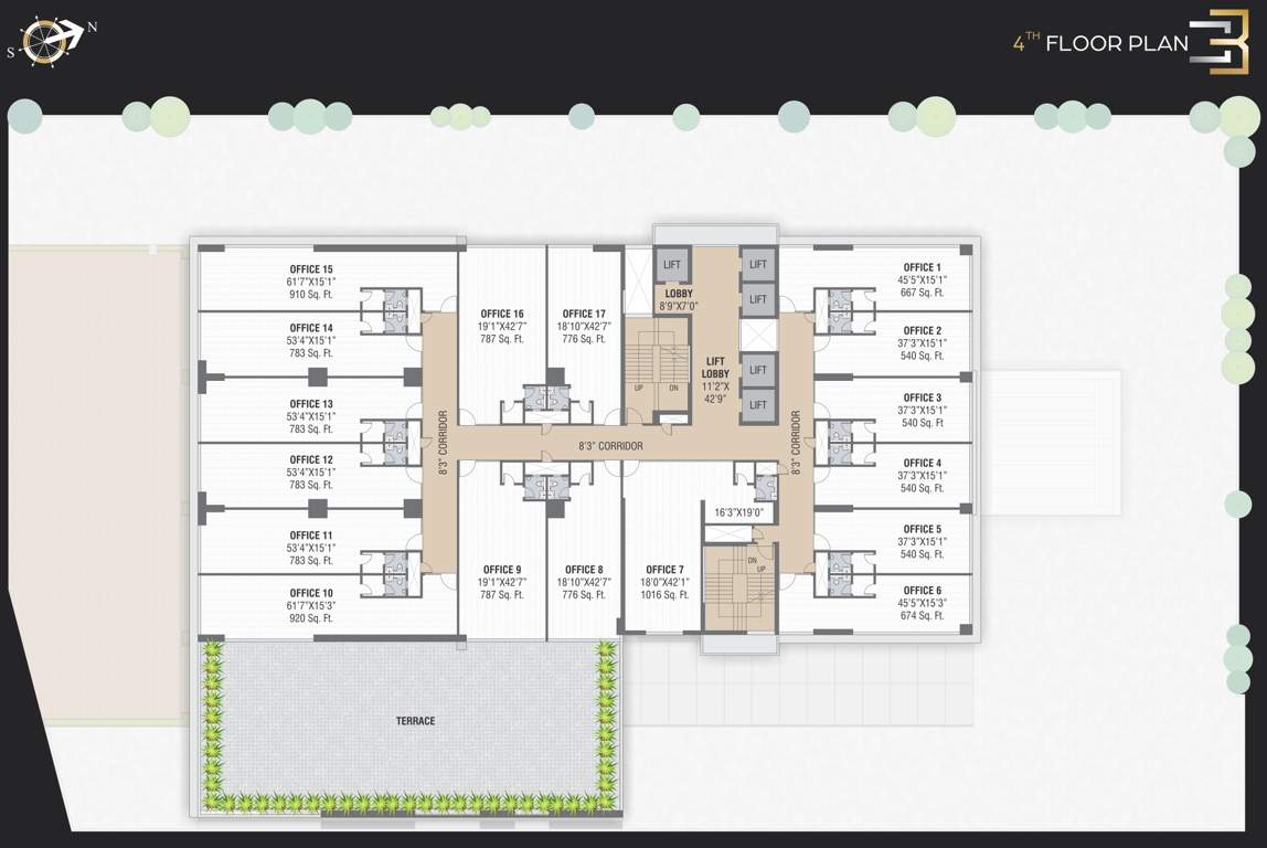  square iii b phase ii Block  B Cluster Plan For 4th Floor