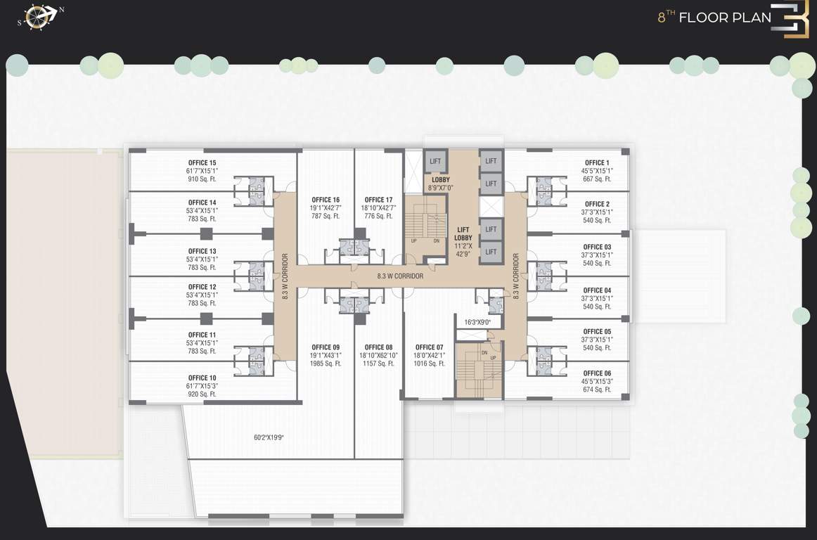  square iii b phase ii Block  B Cluster Plan For 8th Floor