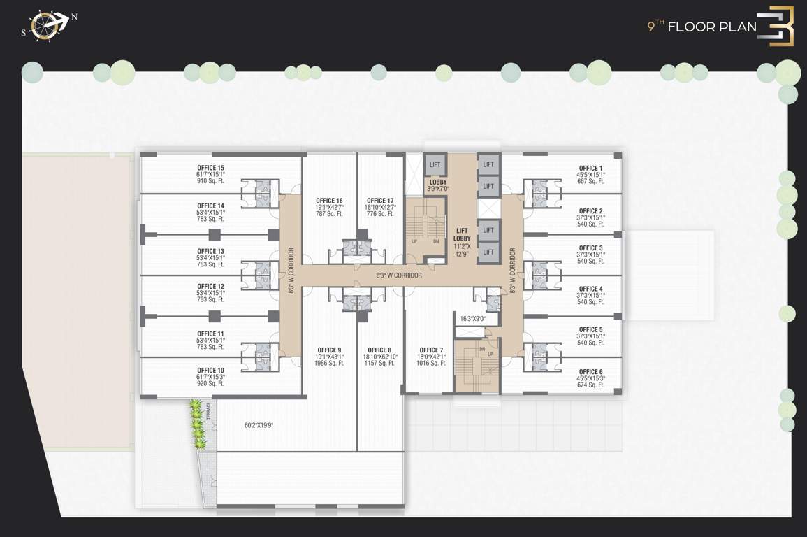  square iii b phase ii Block  B Cluster Plan For 9th Floor