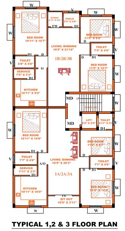  prajana Perfect Prajana Cluster Plan from 1st to 3rd Floor