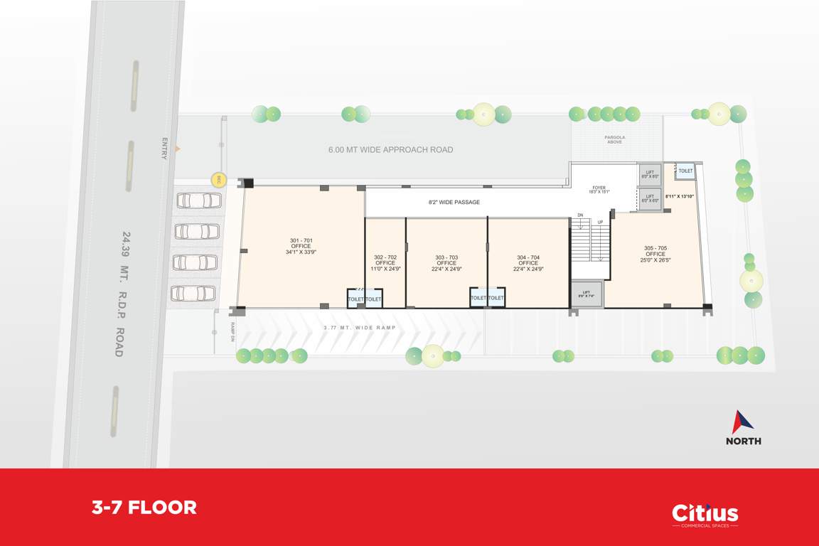  citius commercial spaces Citius Commercial Spaces Cluster Plan from 3rd to 7th Floor