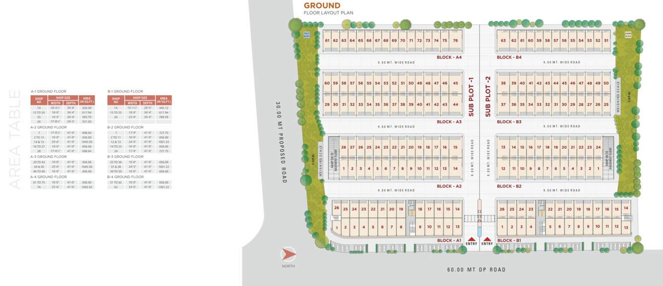 mahatma gandhi fruit market A1 To B4 Cluster Plan For Ground Floor