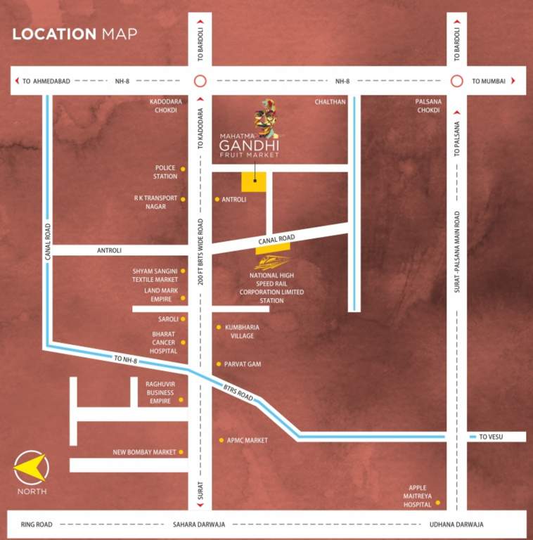 mahatma gandhi fruit market Location Plan