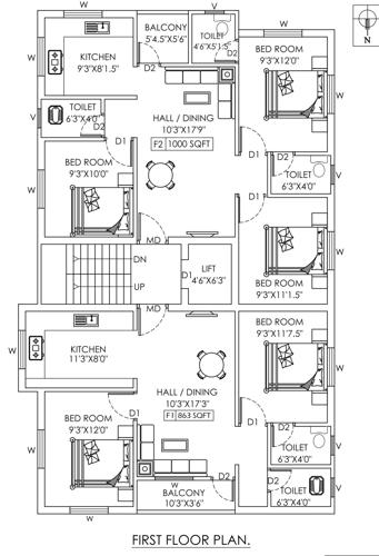  padhmavathy-flats Padhmavathy Flats Cluster Plan for 1st Floor