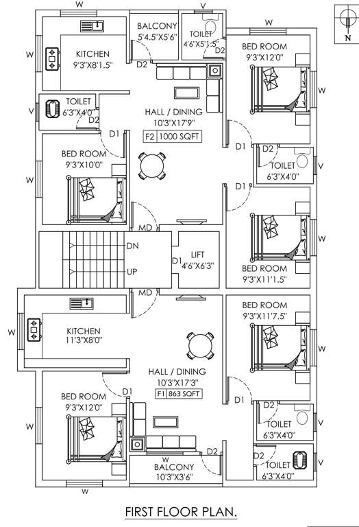  padhmavathy flats Padhmavathy Flats Cluster Plan for 1st Floor