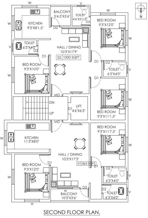  padhmavathy flats Padhmavathy Flats Cluster Plan for 2nd Floor