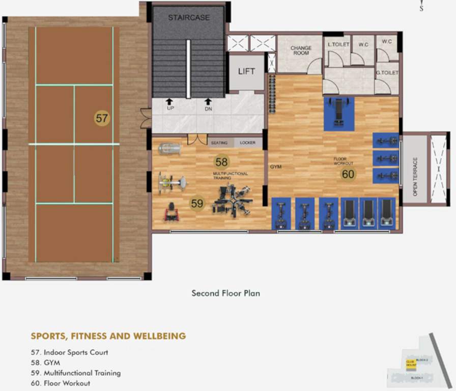  laurels Block A, B Club House Cluster Plan For 2nd Floor