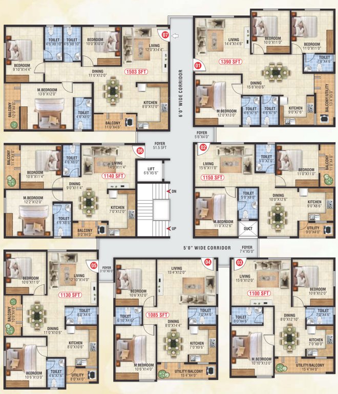  slb royal touch SLB Royal Touch Cluster Plan For Typical Floor Plan