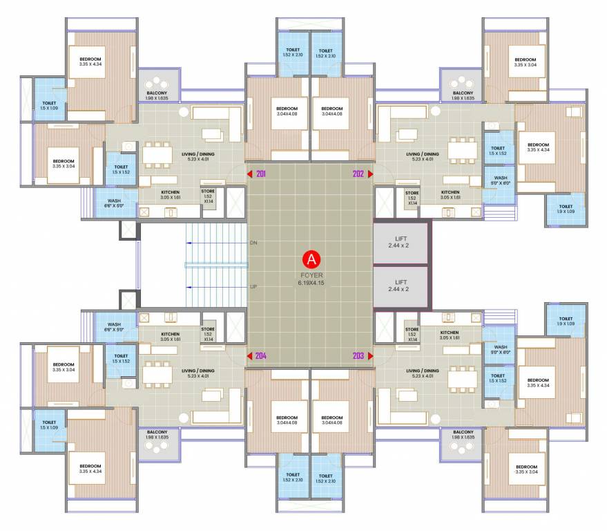  sakar prime Block A Cluster Plan For Typical Floor Plan