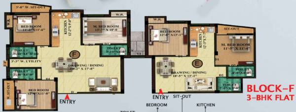  menaka-tower E, F Typical Cluster Plan