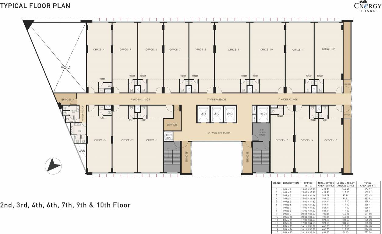  cnergy ph 1 upto 11th floor Sheth Cnergy Typical Cluster Plan