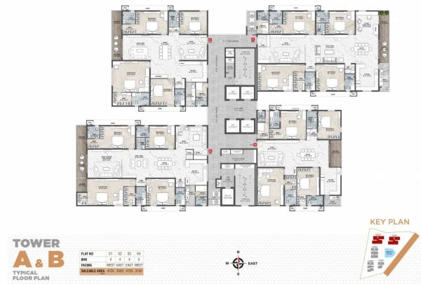  trilok Block A, B Typical Cluster Plan