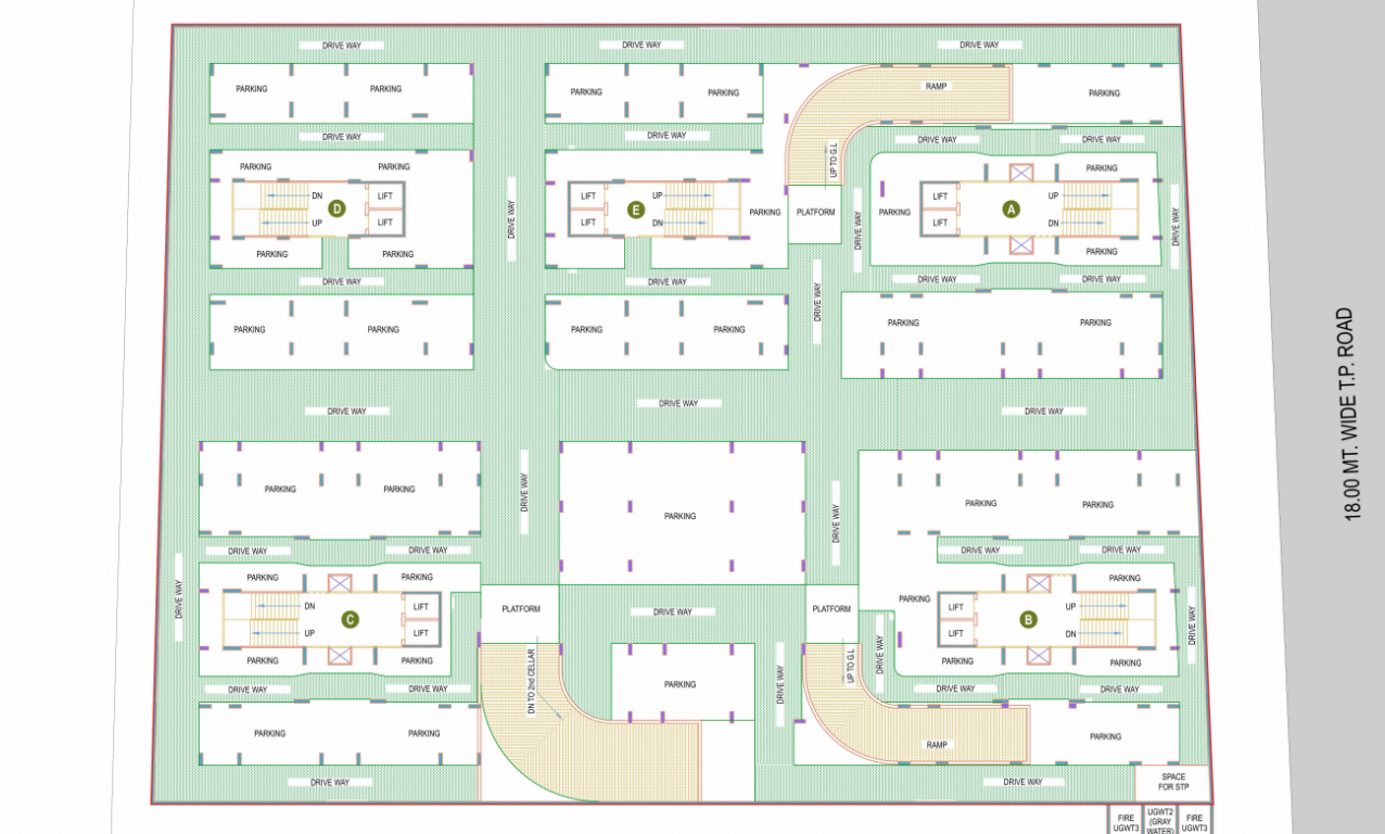  indraprasth ixora Block A Basement 1 Cluster Plan