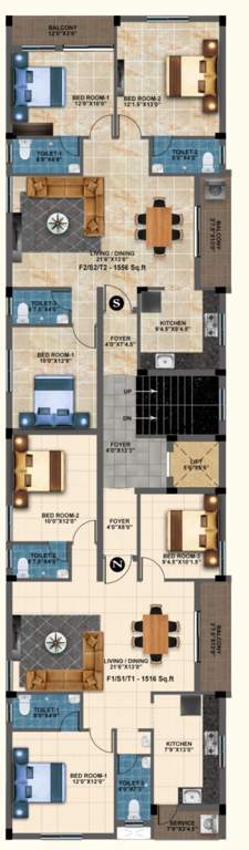  nilay and nivas Nivas Cluster Plan from 1st to 3rd Floor