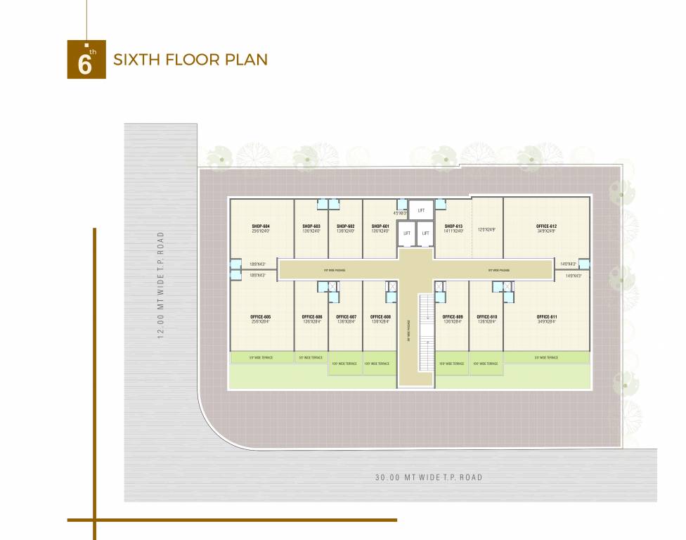  square Square Cluster Plan for 6th Floor