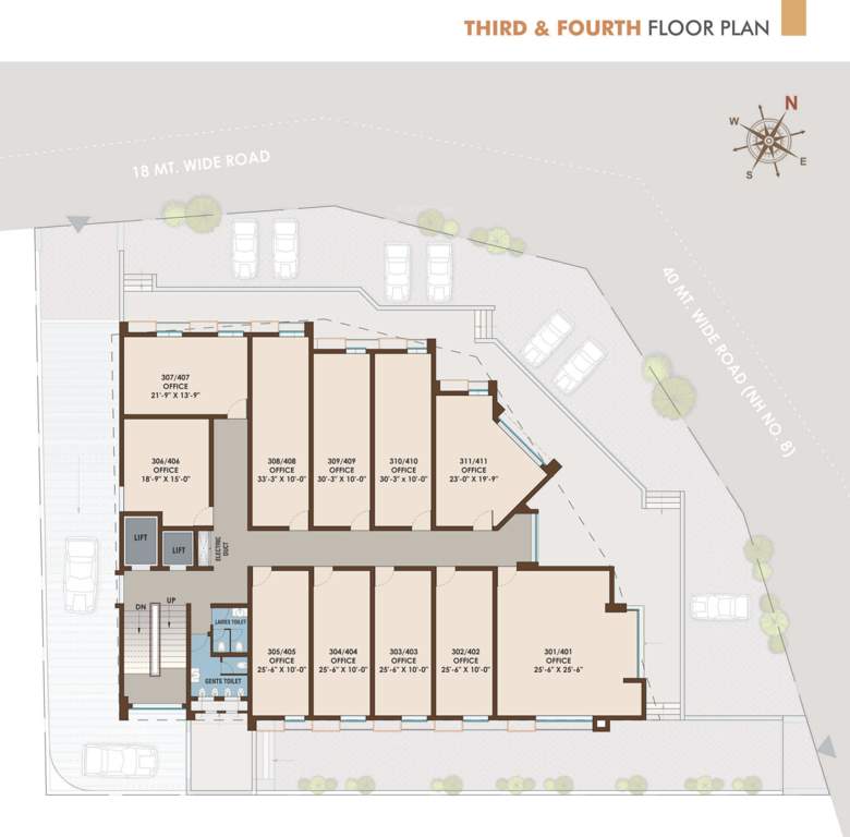  amar icon Showroom And Office Cluster Plan From 3rd To 4th Floor