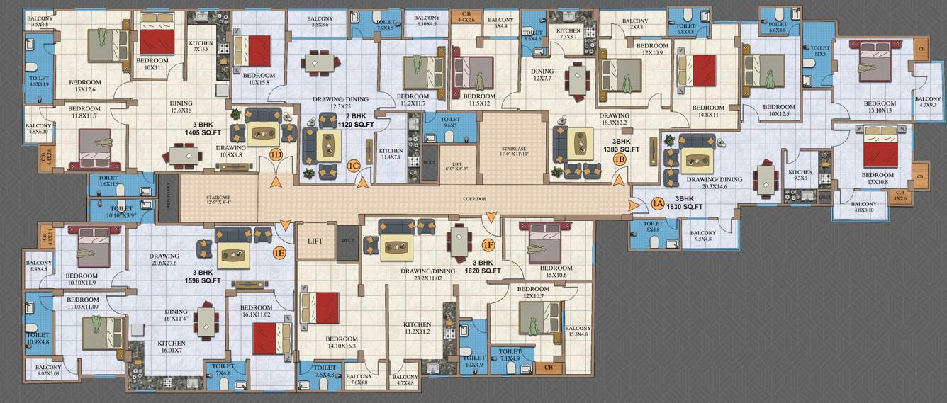 paradise sunrise Paradise Sunrise Cluster Plan From 2nd To 4th Floor