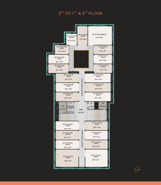  gujral arcade Gujral Arcade Cluster Plan from 2nd to 9th Floor