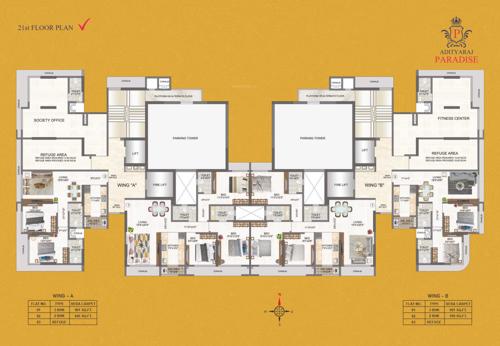  sagar-sangeet-chs-adityaraj-paradise Wing A and B Cluster Plan for 21th Floor