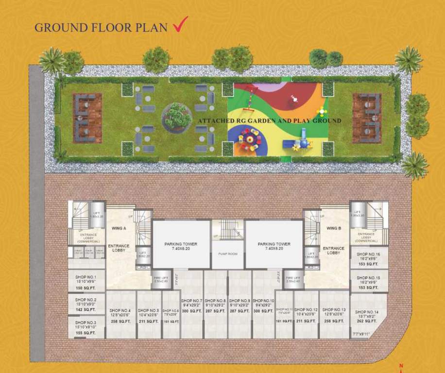  sagar sangeet chs adityaraj paradise Wing A and B Cluster Plan for ground Floor