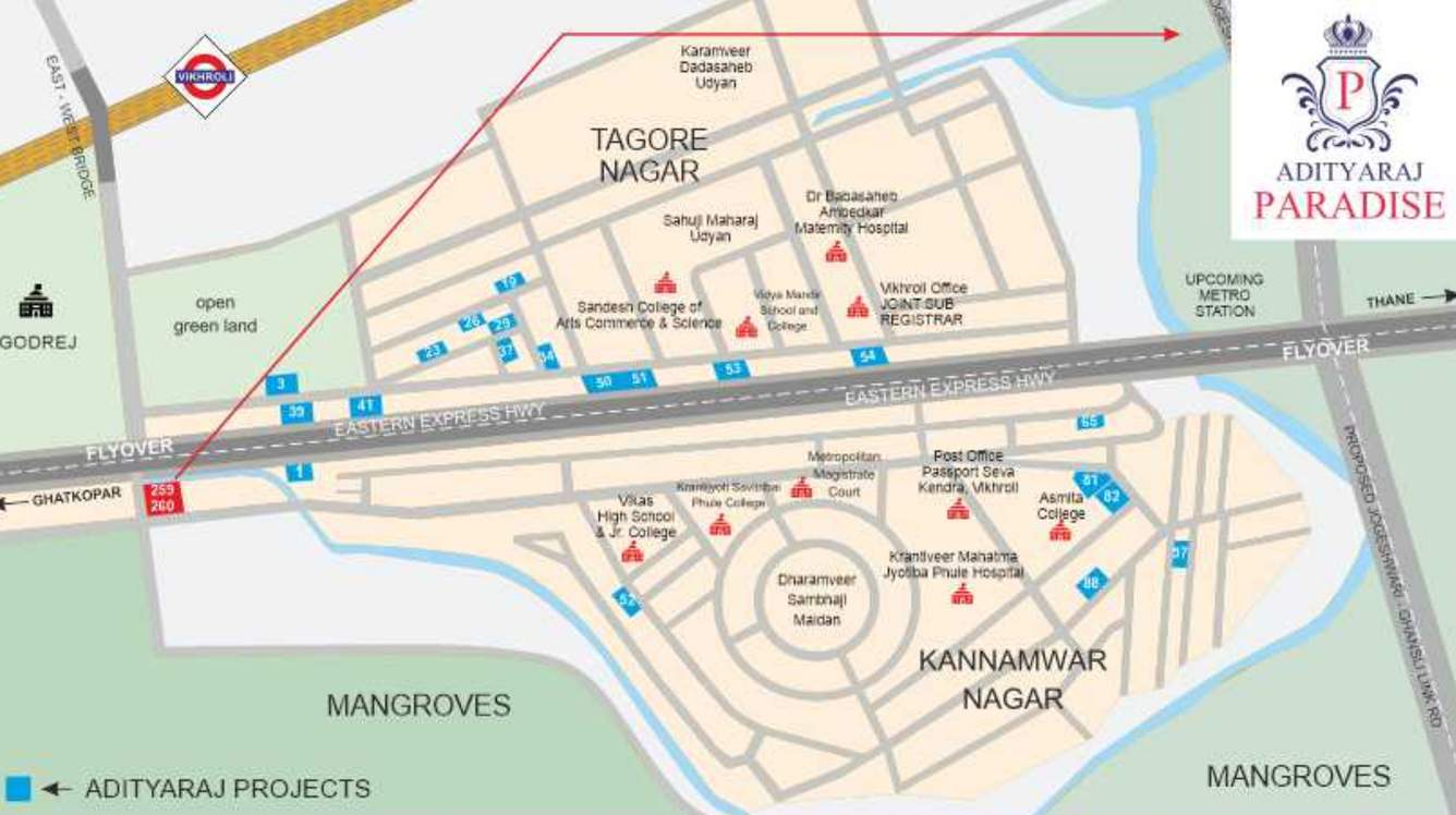  sagar sangeet chs adityaraj paradise Location Plan