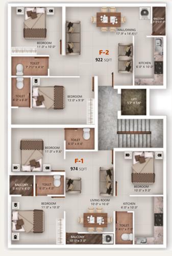 hariharan-apartment Hariharan Apartment Cluster Plan For 1st Floor