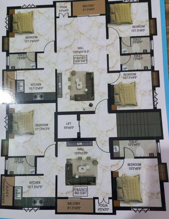  aishwaryam flat Aishwaryam Flat Cluster Plan from 1st to 3rd Floor