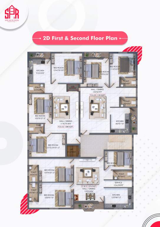  kadambavanam flats Kadambavanam Flats Cluster Plan from 1st to 2nd Floor