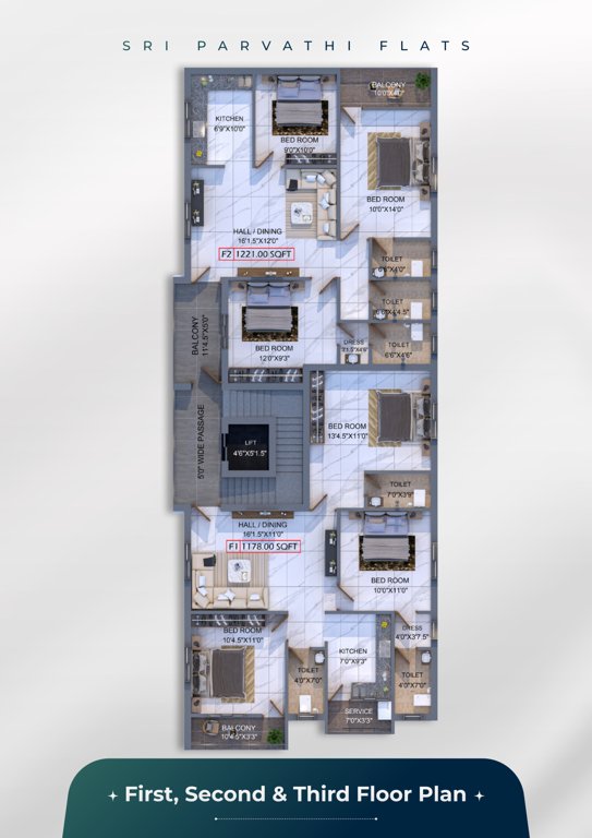  sri parvathi flats Sri Parvathi Flats Cluster Plan from 1st to 3rd Floor