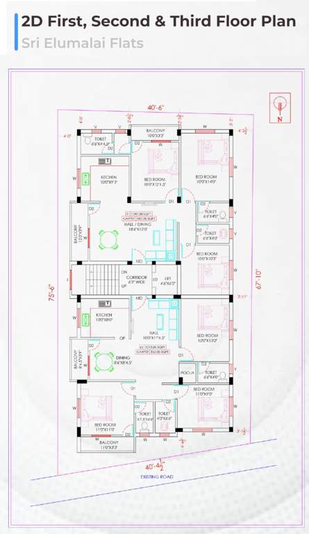 sri elumalai flats Sri Elumalai Flats Cluster Plan From 1st To 3rd Floor