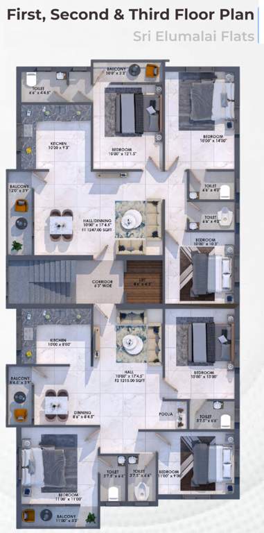  sri elumalai flats Sri Elumalai Flats Cluster Plan From 1st To 3rd Floor