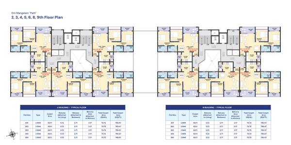  om-mangalam-path A Wing Cluster Plan from 2nd to 9th Floor