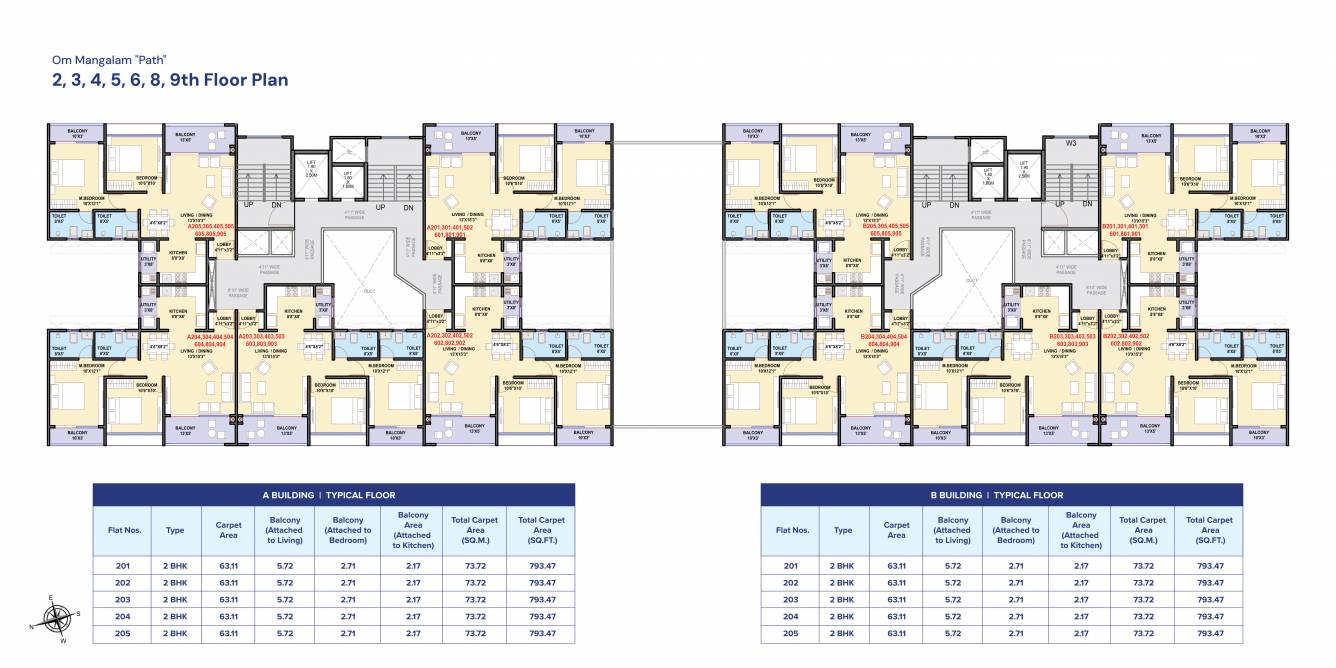  om mangalam path A Wing Cluster Plan from 2nd to 9th Floor
