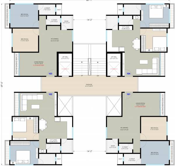  garnet Block A,B,C,D Cluster Plan From 1st To 14th Floor