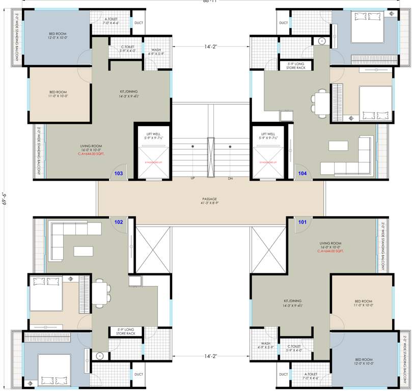  garnet Block A,B,C,D Cluster Plan From 1st To 14th Floor