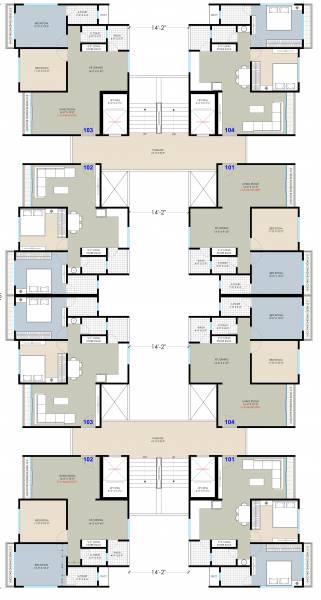  garnet Block E,F Cluster Plan From 1st To 14th Floor